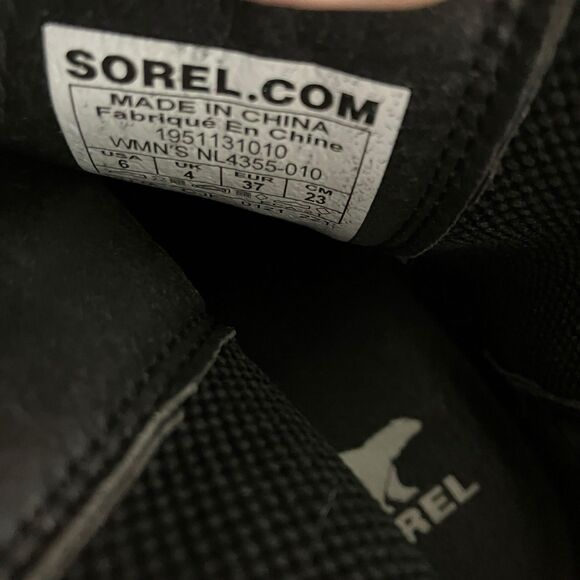 Sorel Joan of Arctic Wedge III Chelsea Boots 6 Black Leather Lug Sole - Picture 4 of 8